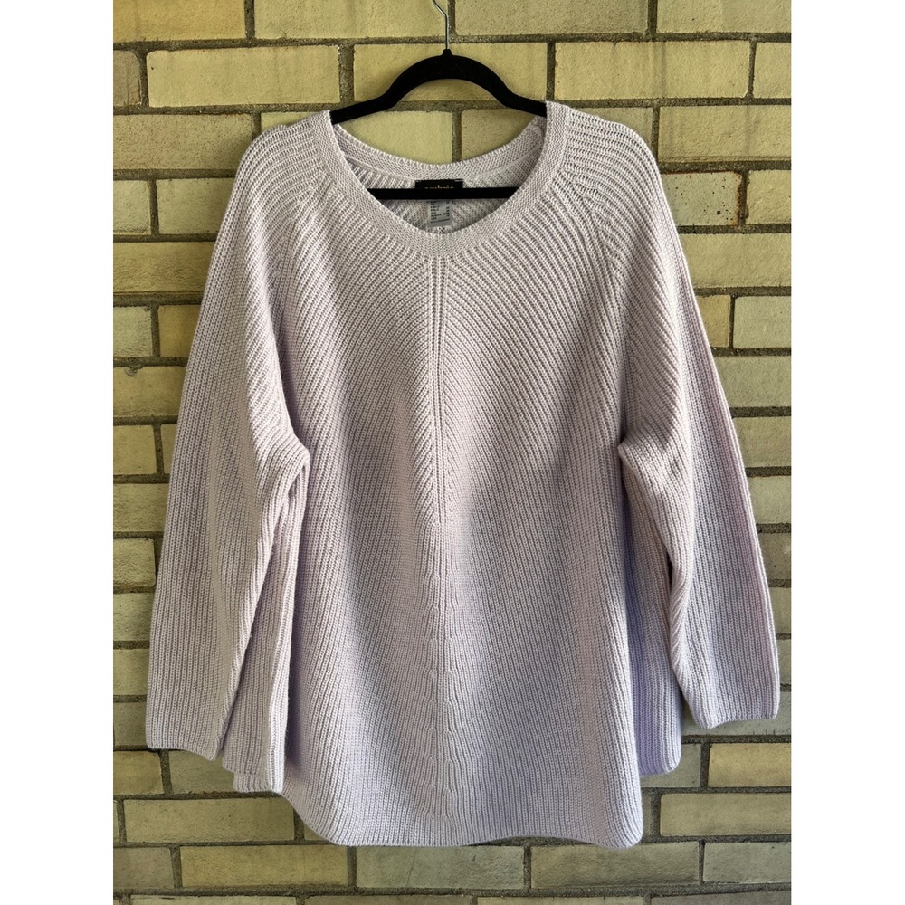 Ambria Lavender Purple Ribbed Knit Scoop Neck Sweater Size 18 1X